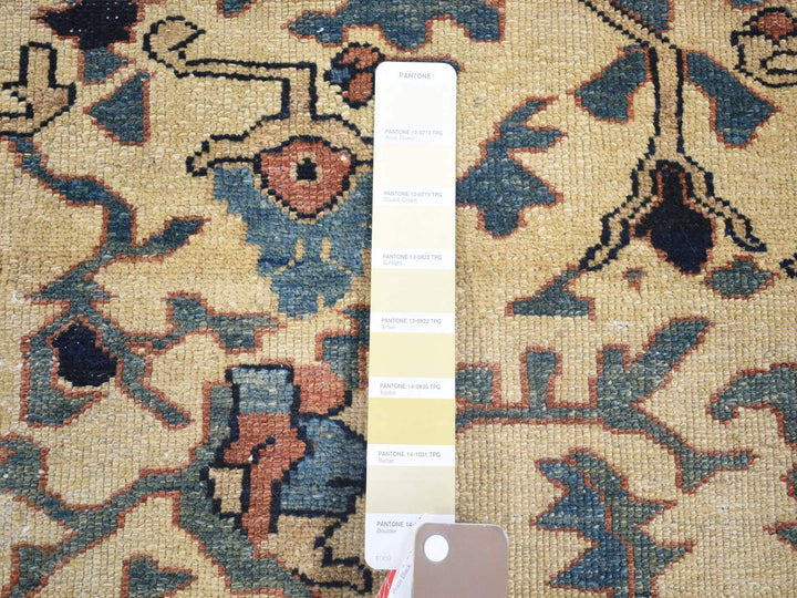 14'3" x 15'7" Vintage Hand Knotted Ivory Wool Rectangle Oriental Rug - MOA10280055