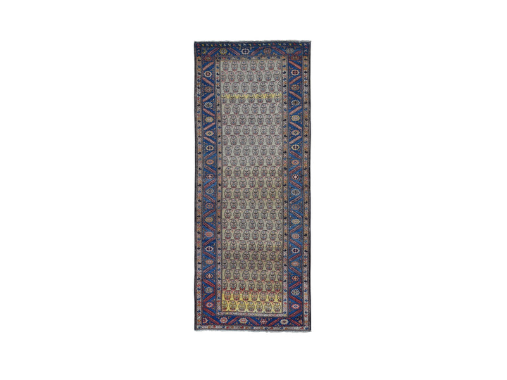4'0" x 10'3" Vintage Hand Knotted Yellow Wool Runner Oriental Rug - MOA10280058