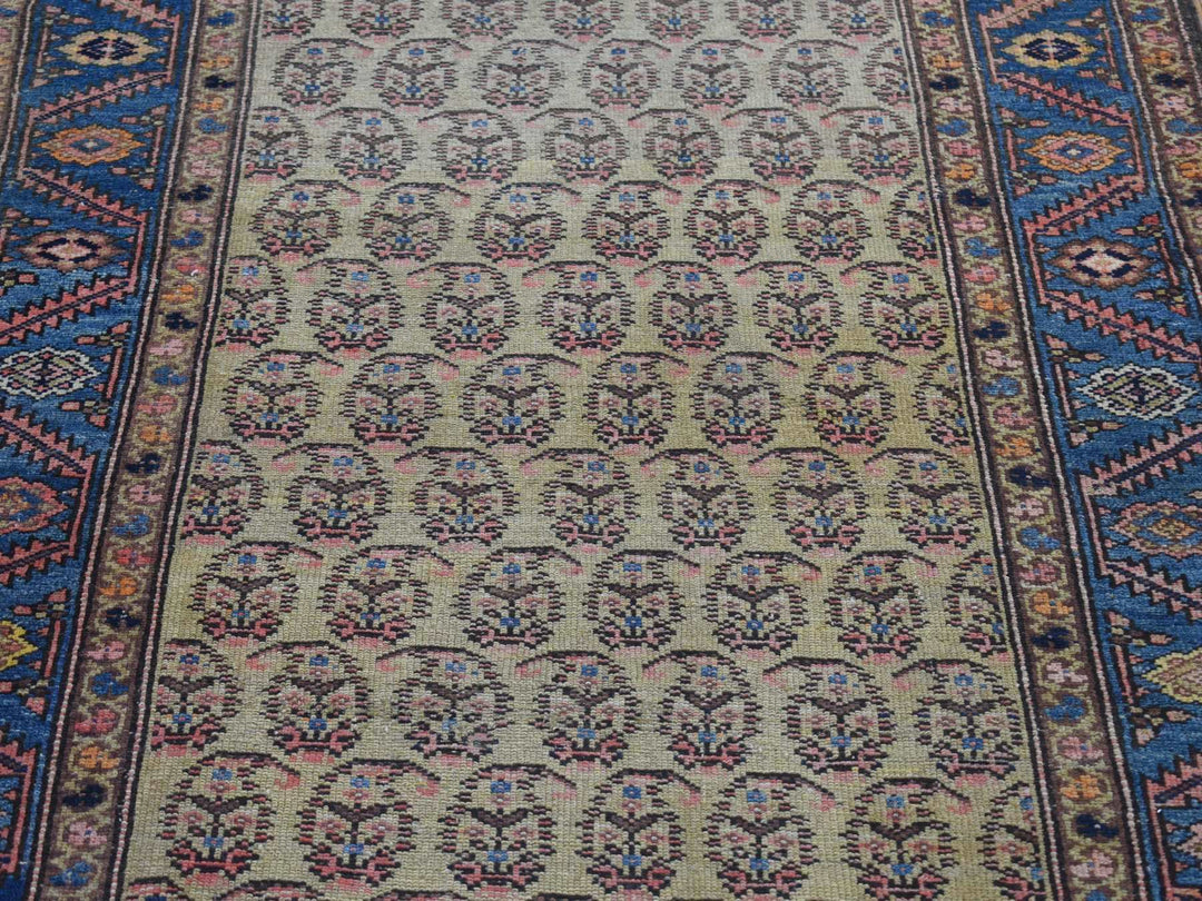 4'0" x 10'3" Vintage Hand Knotted Yellow Wool Runner Oriental Rug - MOA10280058