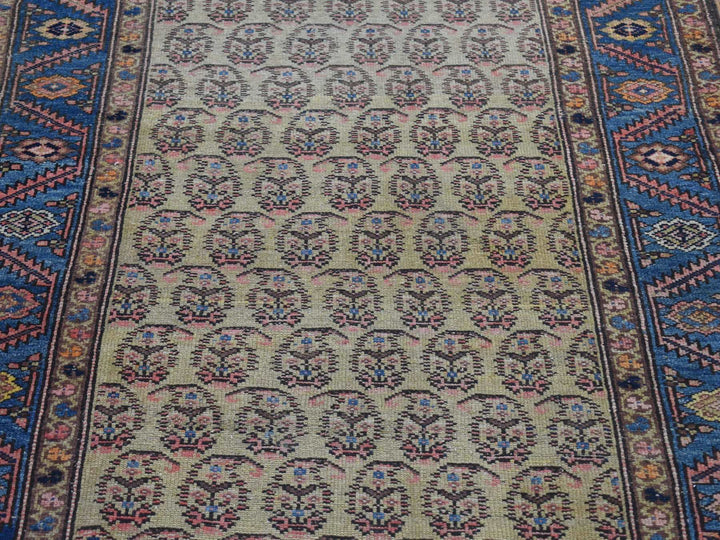 4'0" x 10'3" Vintage Hand Knotted Yellow Wool Runner Oriental Rug - MOA10280058