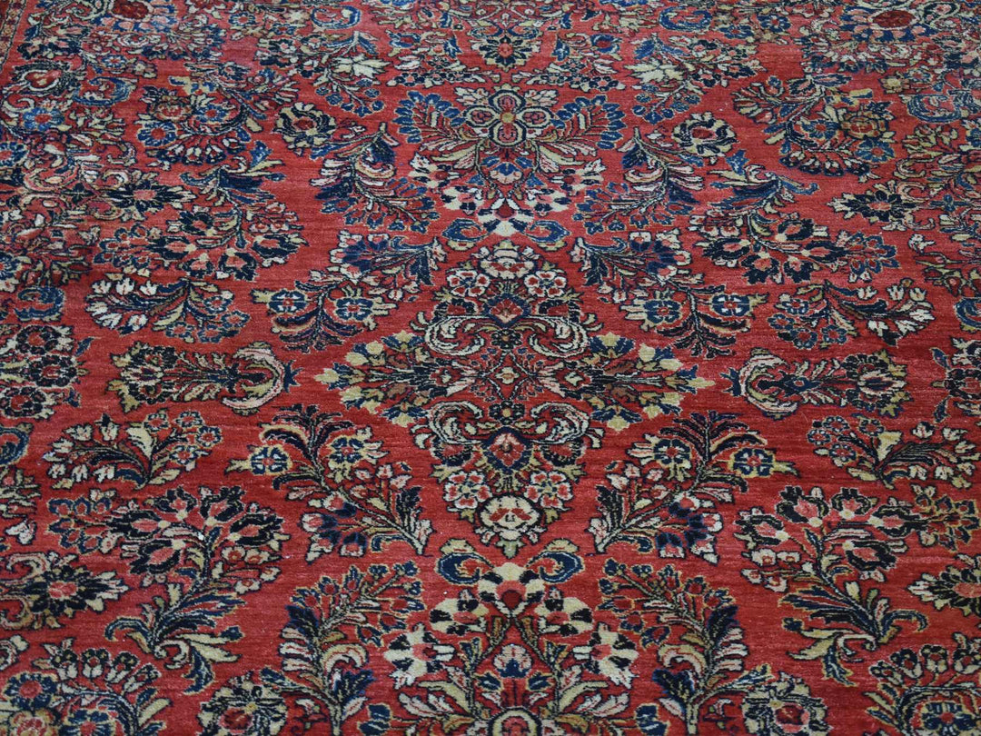 7'10" x 9'10" Vintage Hand Knotted Red Wool Rectangle Oriental Rug - MOA10280064