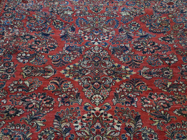 7'10" x 9'10" Vintage Hand Knotted Red Wool Rectangle Oriental Rug - MOA10280064