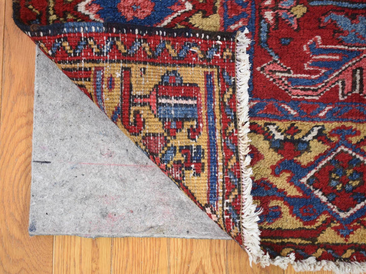 7'4" x 9'9" Vintage Hand Knotted Red Wool Rectangle Oriental Rug - MOA10280069
