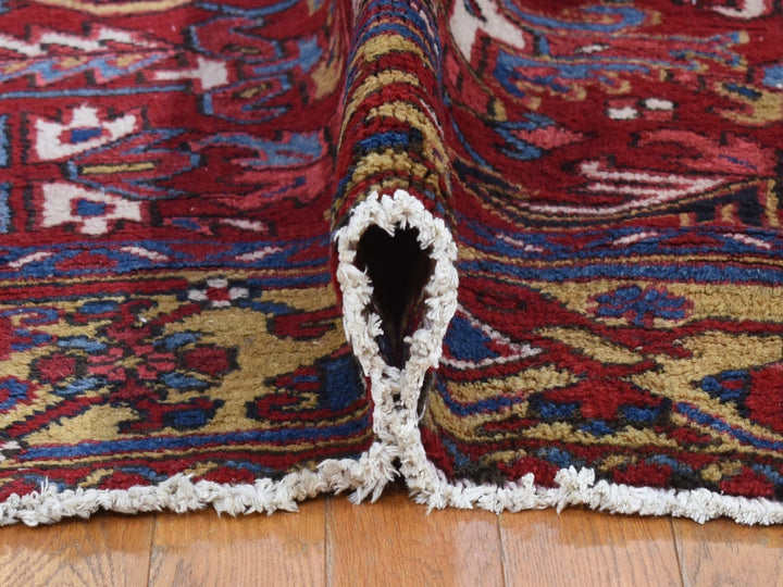 7'4" x 9'9" Vintage Hand Knotted Red Wool Rectangle Oriental Rug - MOA10280069
