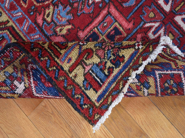 7'4" x 9'9" Vintage Hand Knotted Red Wool Rectangle Oriental Rug - MOA10280069