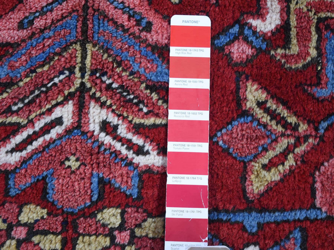 7'4" x 9'9" Vintage Hand Knotted Red Wool Rectangle Oriental Rug - MOA10280069