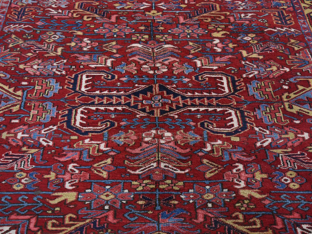 7'4" x 9'9" Vintage Hand Knotted Red Wool Rectangle Oriental Rug - MOA10280069