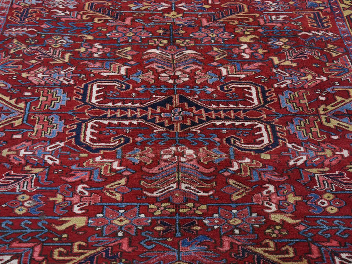 7'4" x 9'9" Vintage Hand Knotted Red Wool Rectangle Oriental Rug - MOA10280069