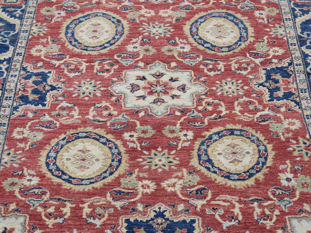 5'0" x 6'6" New Hand Knotted Red Wool Rectangle Oriental Rug - MOA10280078