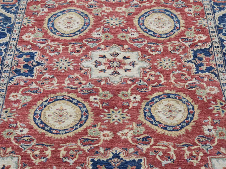 5'0" x 6'6" New Hand Knotted Red Wool Rectangle Oriental Rug - MOA10280078