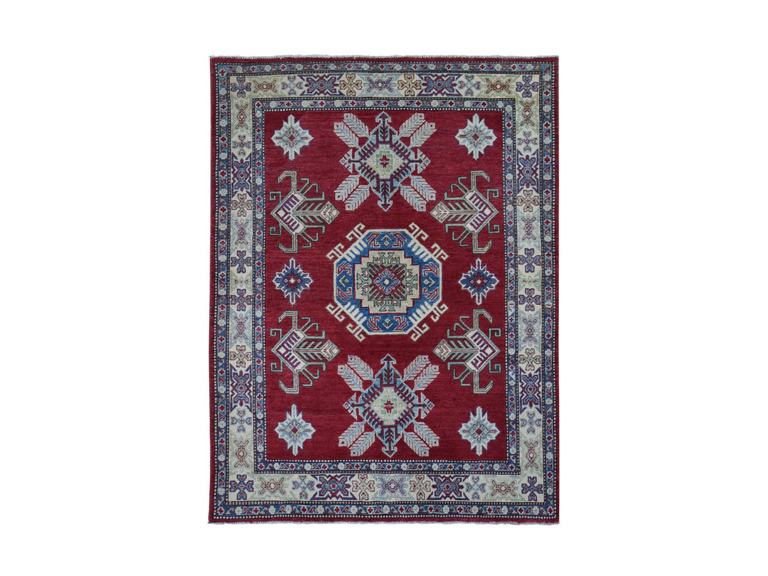 5'3" x 7'1" New Hand Knotted Red Wool Rectangle Oriental Rug - MOA10280083