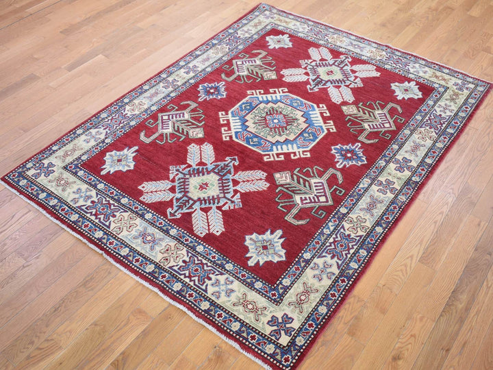 5'3" x 7'1" New Hand Knotted Red Wool Rectangle Oriental Rug - MOA10280083