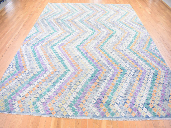 10'3" x 13'2" New Hand Knotted Blue Wool Rectangle Oriental Rug - MOA10280085