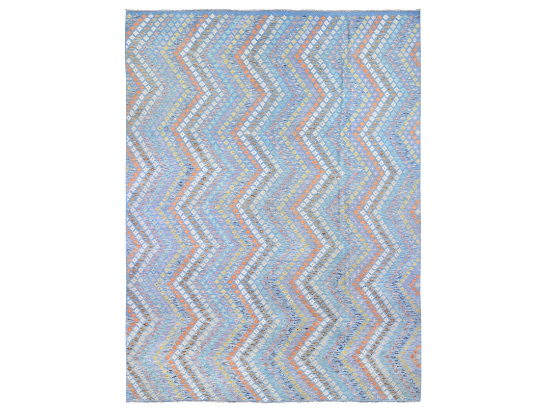 10'3" x 13'3" New Hand Knotted Blue Wool Rectangle Oriental Rug - MOA10280086