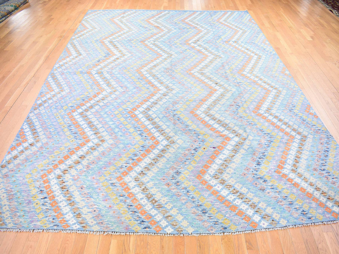 10'3" x 13'3" New Hand Knotted Blue Wool Rectangle Oriental Rug - MOA10280086