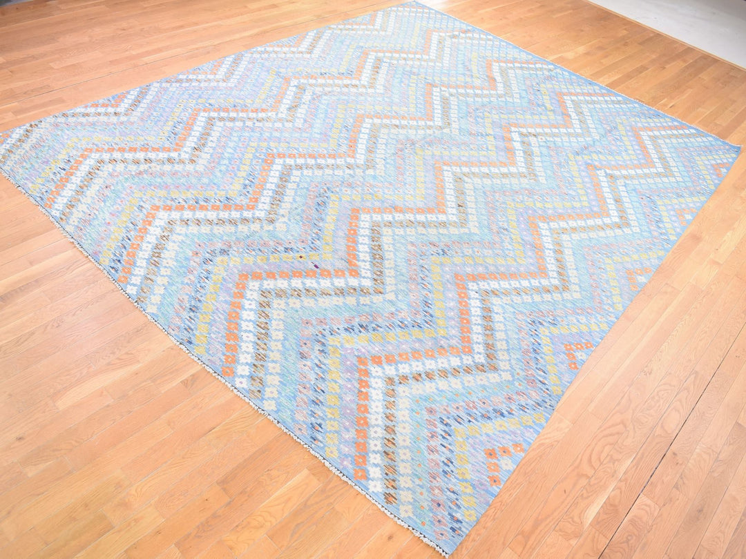 10'3" x 13'3" New Hand Knotted Blue Wool Rectangle Oriental Rug - MOA10280086