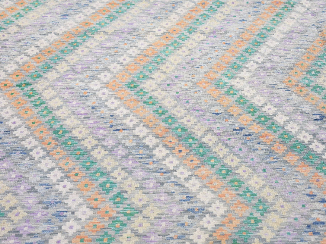 10'3" x 13'5" New Hand Knotted Grey Wool Rectangle Oriental Rug - MOA10280087