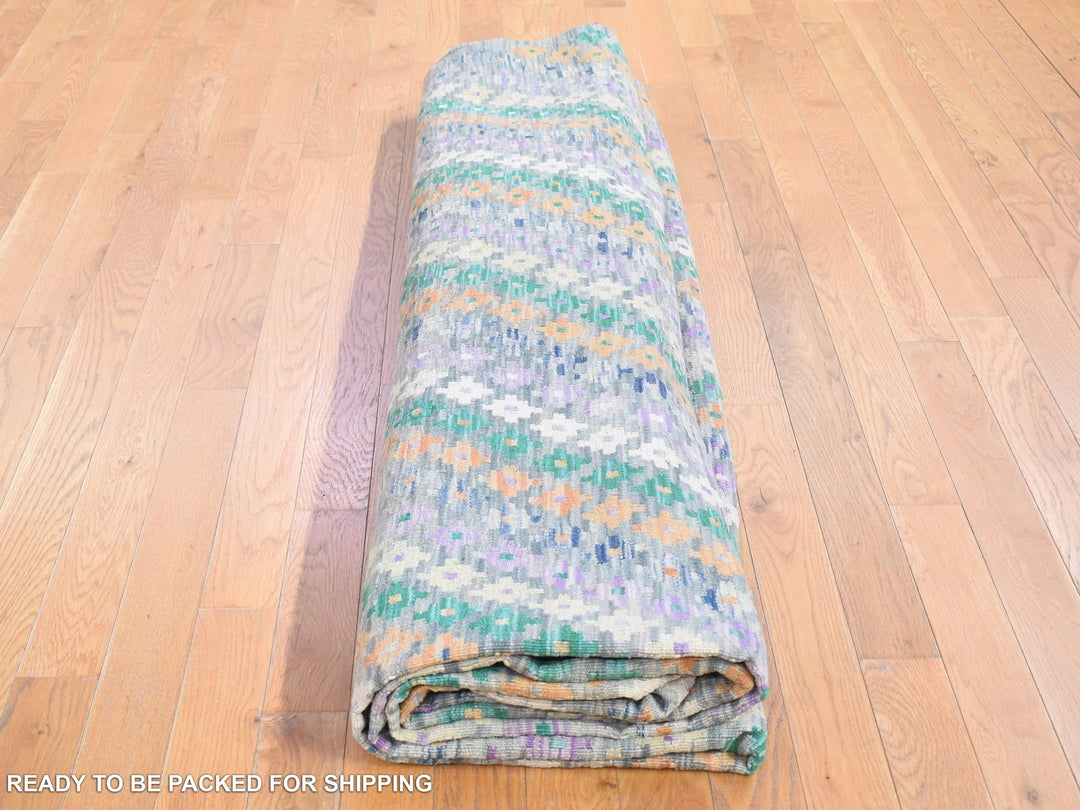 10'3" x 13'5" New Hand Knotted Grey Wool Rectangle Oriental Rug - MOA10280087