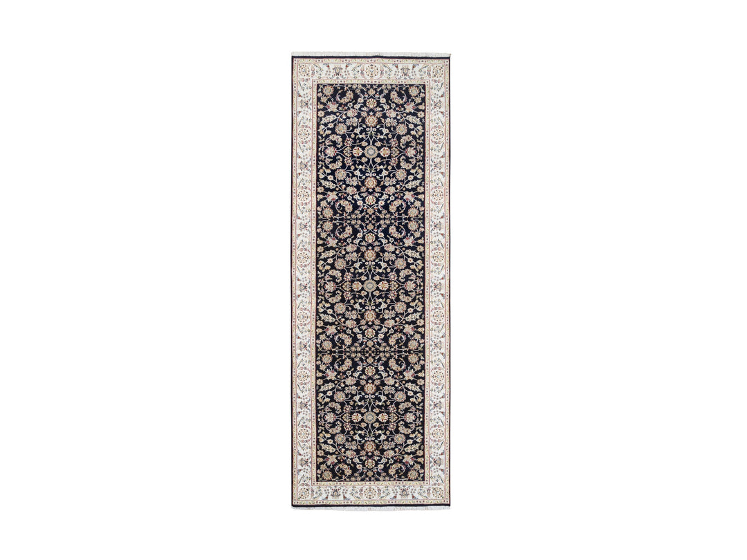 2'8" x 9'10" New Hand Knotted Blue Wool Runner Oriental Rug - MOA10280089