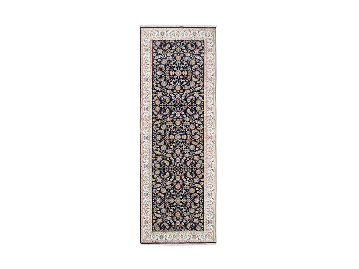 2'8" x 9'10" New Hand Knotted Blue Wool Runner Oriental Rug - MOA10280089