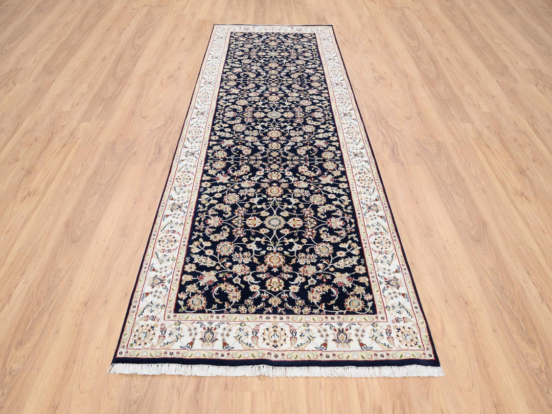 2'8" x 9'10" New Hand Knotted Blue Wool Runner Oriental Rug - MOA10280089
