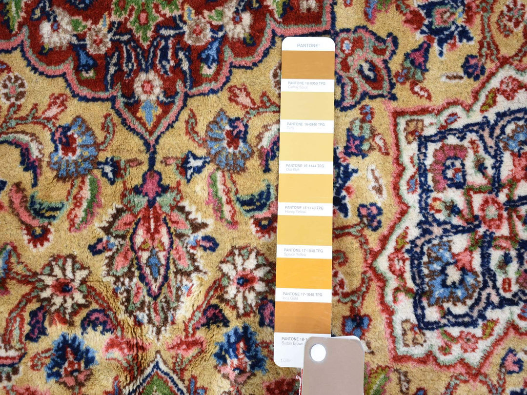 11'5" x 15'9" Vintage Hand Knotted Yellow Wool Rectangle Oriental Rug - MOA10280111