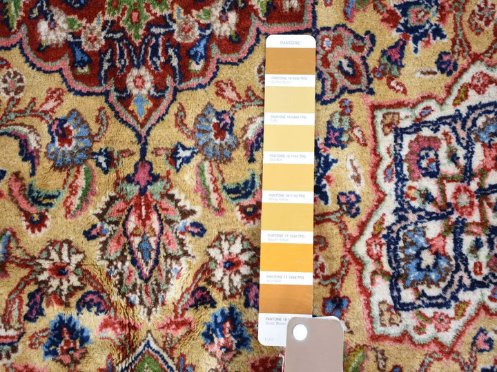 11'5" x 15'9" Vintage Hand Knotted Yellow Wool Rectangle Oriental Rug - MOA10280111