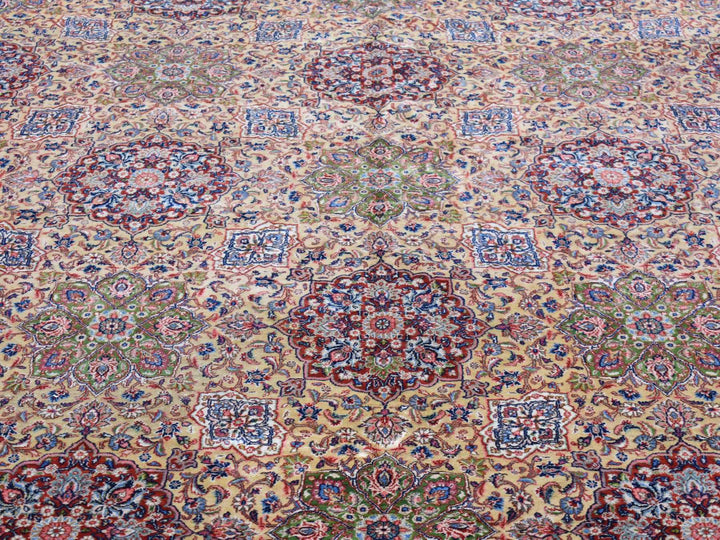 11'5" x 15'9" Vintage Hand Knotted Yellow Wool Rectangle Oriental Rug - MOA10280111