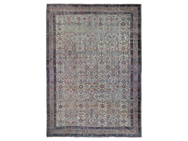13'10" x 19'5" Vintage Hand Knotted Beige Wool Rectangle Oriental Rug - MOA10280116