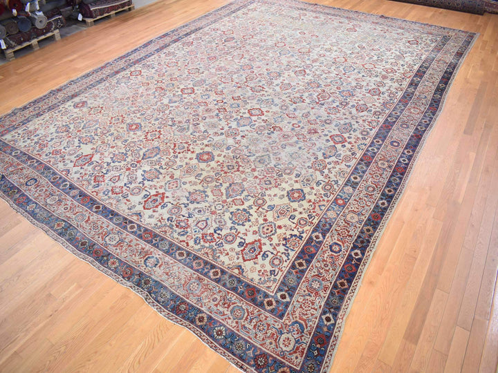 13'10" x 19'5" Vintage Hand Knotted Beige Wool Rectangle Oriental Rug - MOA10280116