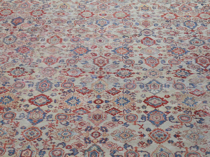 13'10" x 19'5" Vintage Hand Knotted Beige Wool Rectangle Oriental Rug - MOA10280116