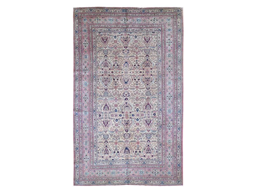 7'7" x 12'7" Vintage Hand Knotted Beige Wool Rectangle Oriental Rug - MOA10280122