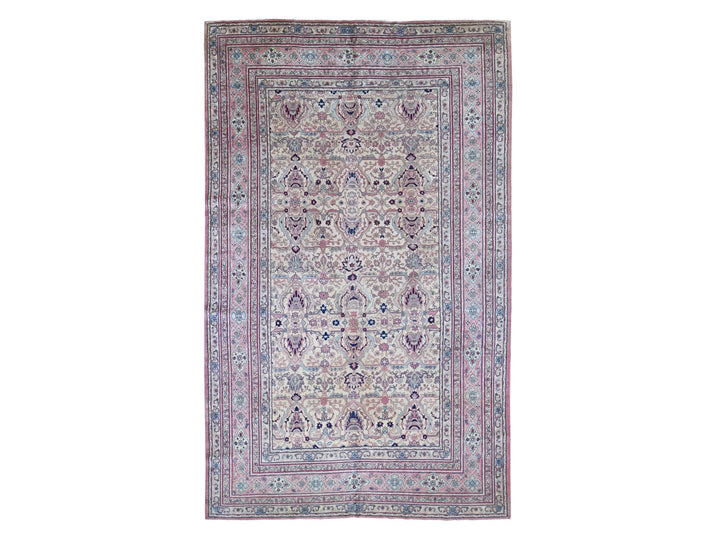 7'7" x 12'7" Vintage Hand Knotted Beige Wool Rectangle Oriental Rug - MOA10280122