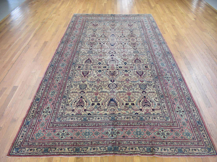 7'7" x 12'7" Vintage Hand Knotted Beige Wool Rectangle Oriental Rug - MOA10280122