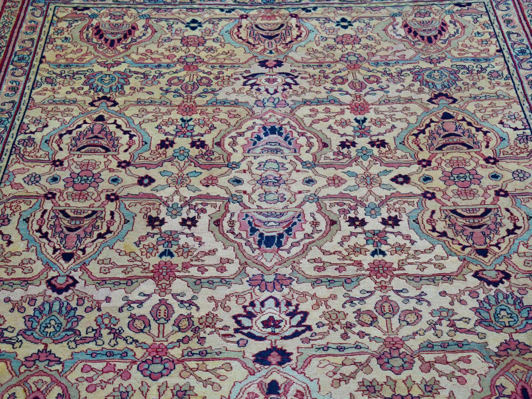 7'7" x 12'7" Vintage Hand Knotted Beige Wool Rectangle Oriental Rug - MOA10280122