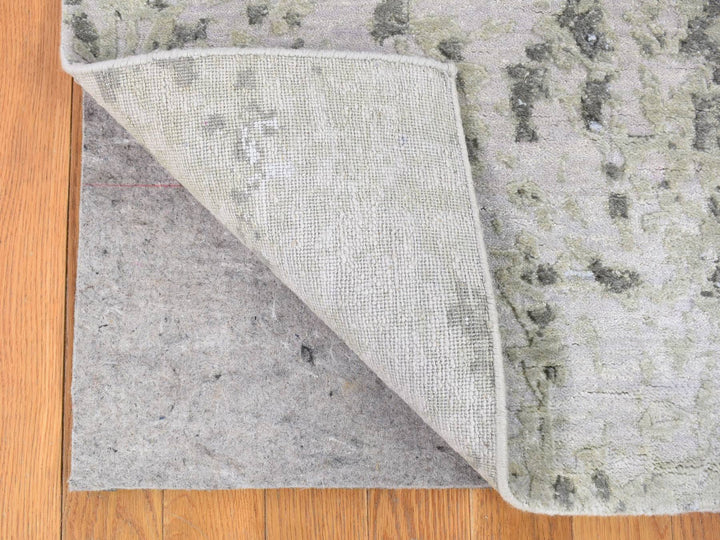 2'6" x 10'4" New Hand Knotted Grey Wool Runner Oriental Rug - MOA10280123