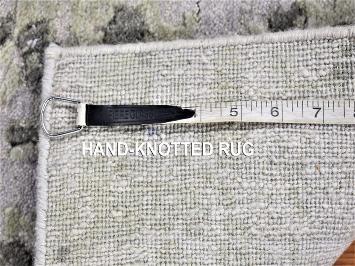2'6" x 10'4" New Hand Knotted Grey Wool Runner Oriental Rug - MOA10280123