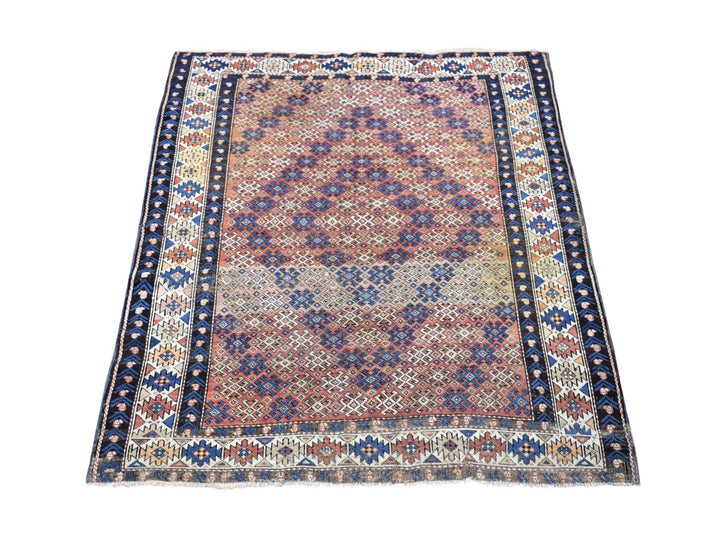 3'9" x 4'8" Vintage Hand Knotted Brown Wool Rectangle Oriental Rug - MOA10280138