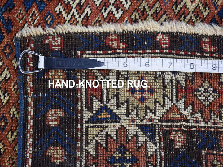 3'9" x 4'8" Vintage Hand Knotted Brown Wool Rectangle Oriental Rug - MOA10280138