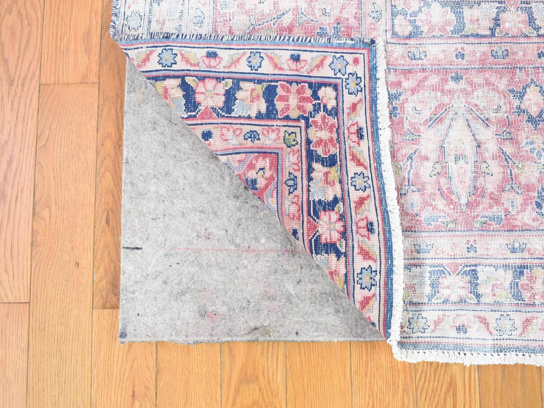10'0" x 12'10" Vintage Hand Knotted Blue Wool Rectangle Oriental Rug - MOA10280139