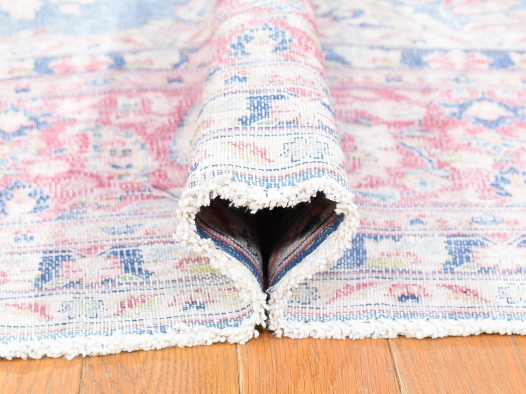 10'0" x 12'10" Vintage Hand Knotted Blue Wool Rectangle Oriental Rug - MOA10280139