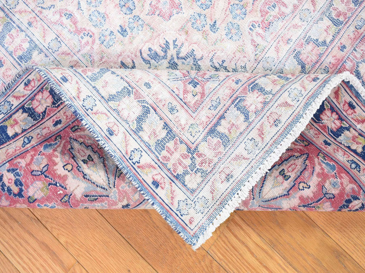 10'0" x 12'10" Vintage Hand Knotted Blue Wool Rectangle Oriental Rug - MOA10280139