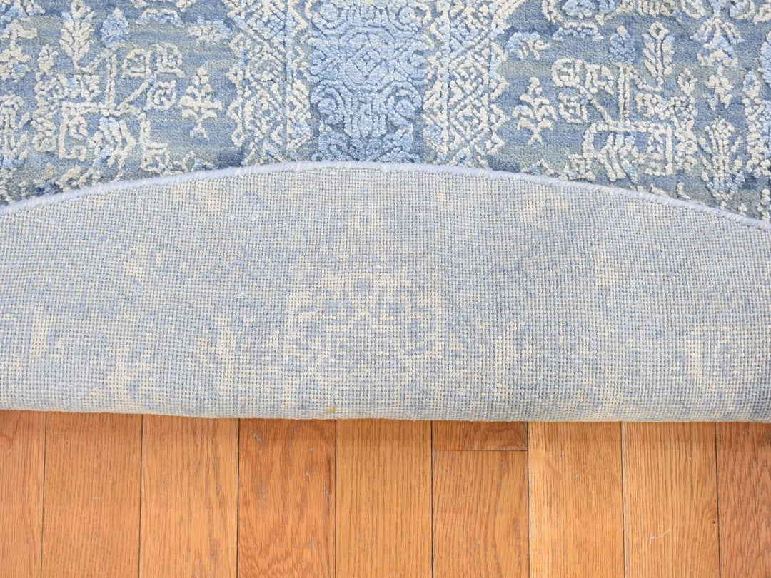 6'0" x 6'0" New Hand Knotted Blue Wool & Silk Round Oriental Rug - MOA10280143
