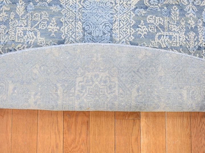 6'0" x 6'0" New Hand Knotted Blue Wool & Silk Round Oriental Rug - MOA10280143