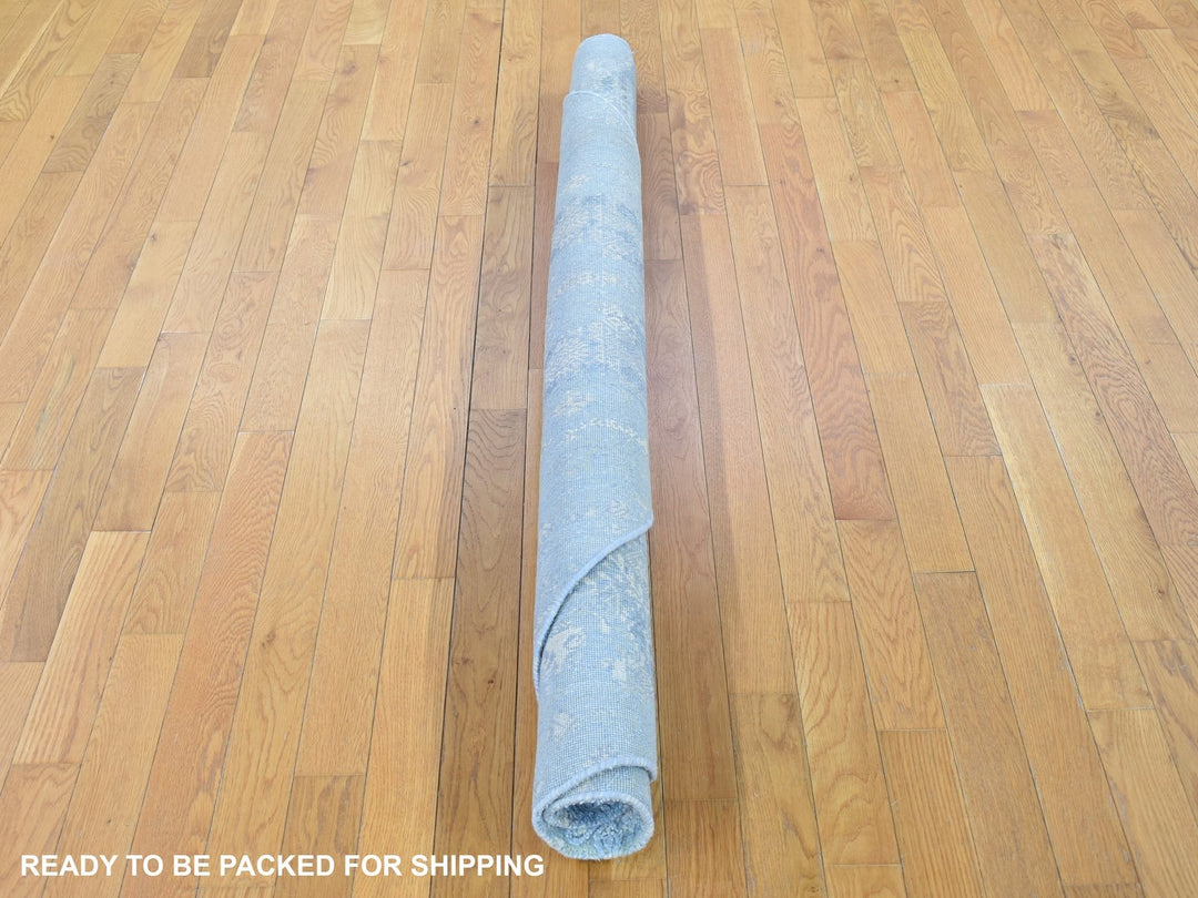 6'0" x 6'0" New Hand Knotted Blue Wool & Silk Round Oriental Rug - MOA10280143