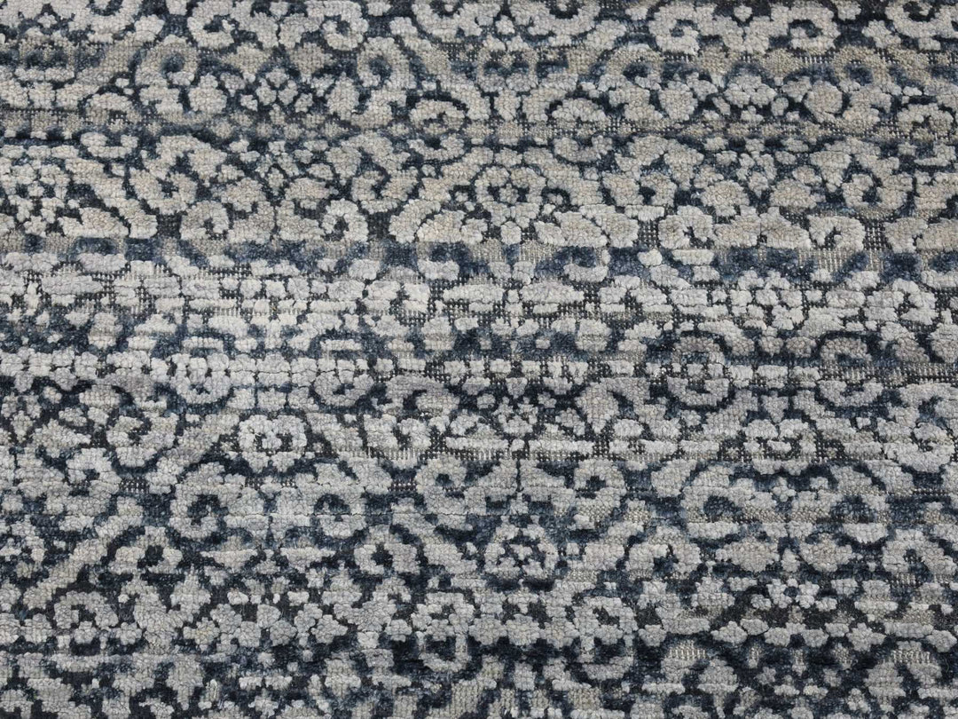 2'8" x 8'2" New Hand Knotted Blue Wool & Silk Runner Oriental Rug - MOA10280150