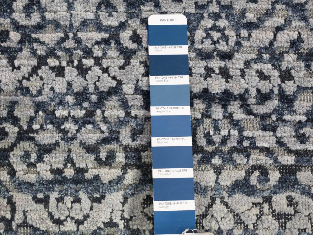 2'8" x 8'2" New Hand Knotted Blue Wool & Silk Runner Oriental Rug - MOA10280150