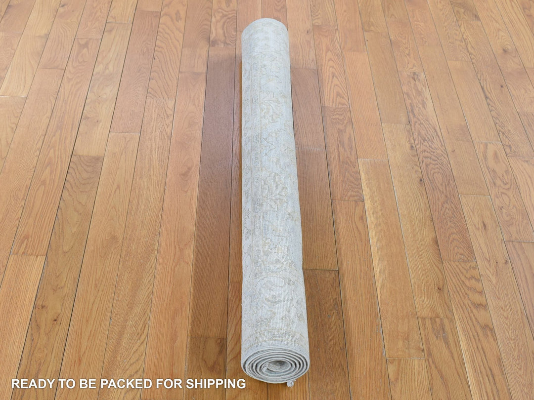 3'9" x 5'8" New Hand Knotted Ivory Wool Rectangle Oriental Rug - MOA10280156