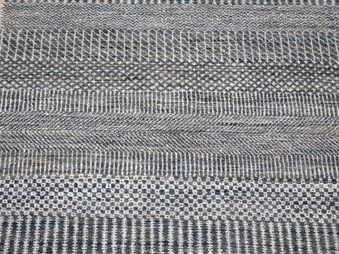 2'7" x 14'1" New Hand Knotted Black Wool & Silk Runner Oriental Rug - MOA10280164