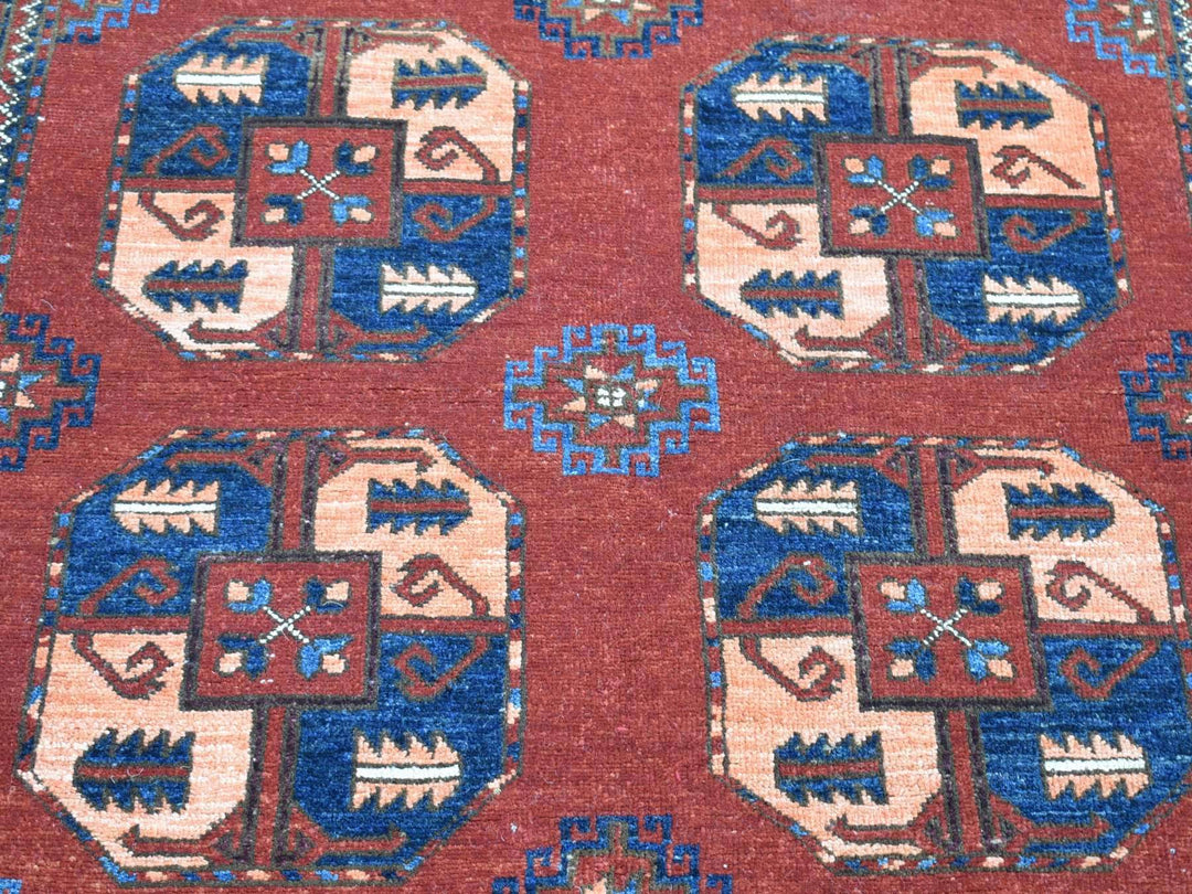 3'10" x 5'10" New Hand Knotted Red Wool Rectangle Oriental Rug - MOA10280165